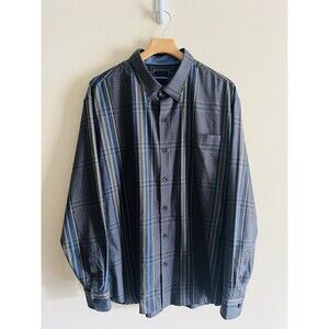 Tommy Bahama Shirt Mens Glen There Done That Gray Plaid‎ Size XXL Silk Blend
